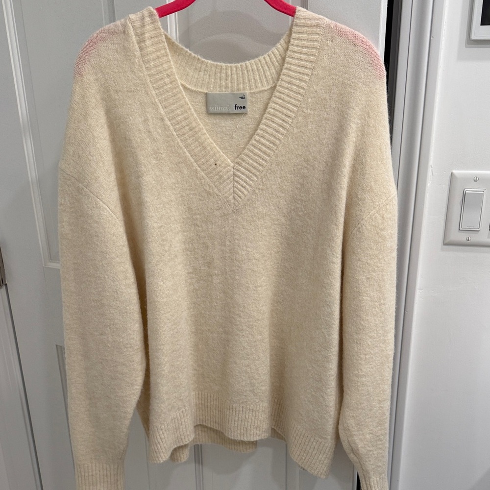 Aritzia Cream V-Neck Sweater